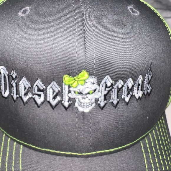 Diesel Freak Snap Back Hat Richardson Style 112 Neon Green Gray Mesh - Picture 7 of 8